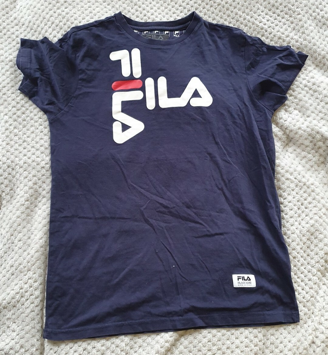 T Shirt Fila Blu Retrò Linea Nera Small