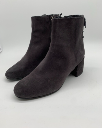The White Company suede heeled ankle boots 37 4 VGC dark grey block heel smart - Picture 1 of 9