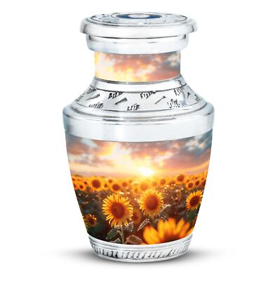 Sunflower Twilight Memorial Burial Urn Small Keepsake Urn For Mom & Dad Ashes