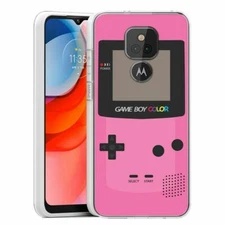 (Pink GameBoy)ShockProof TPU phone case cover(Clear)for Moto G Play(2021)