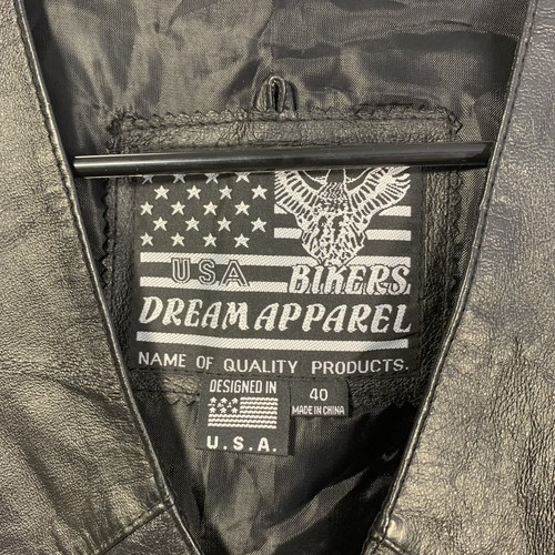 Vintage Bikers Dream Apparel Black Leather Vest Men's Sz 40 Shadow Honda Pen - Picture 3 of 12