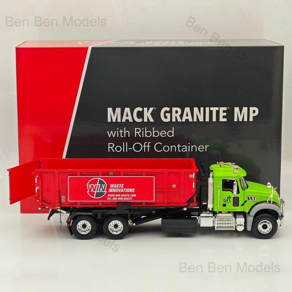 FIRST GEAR 1/34 Granite MP with Ribbed Roll-Off Container DIECAST