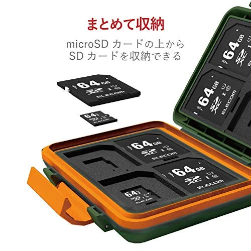 ELECOM memory card case SD8 sheet MicroSD8 Holds impact khaki CMC-SDCHD01GN tzm# - Image 4 of 4