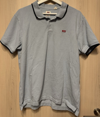 Levi's Herren Polo Kurzarm blau Gr. L Piqué Standard Kragen Knopf Logo