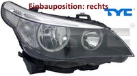 TYC 20-0937-05-9 Hauptscheinwerfer Rechts Scheinwerfer Frontscheinwerfer