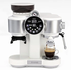 Espresso Machine with Coffee Grinder, 20-Bar Pro Espresso Maker with Steam Wand