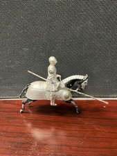 Vintage 2 1/2Inch Lead Figure Knight w/ Lance on Top of Armored Horse 9