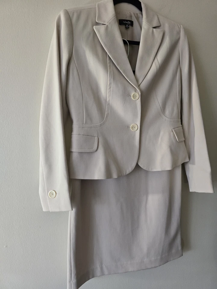 Rafaella миниатюрный женщин бежевый юбка костюм комплект карьера босс вневременной женский размер 4P - Изображение 3 из 4