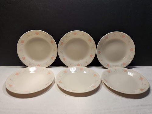 VTG Corelle "Forever Yours" Pink Hearts 6 3/4" Bread/Dessert Plates, B20b