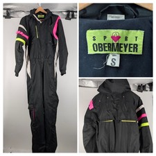 Vintage Sport Obermeyer Ski Suit One Piece Snow Bibs Neon 80s Retro Radical Sm