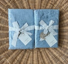NEW Serena Lily Cavallo Linen Euro Pillow Shams Set of 2 -Blue Chambray