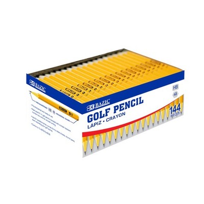 BAZIC Pre-Sharpened #2 Golf Pencils Yellow 144 Pack Mini Wood Pencils