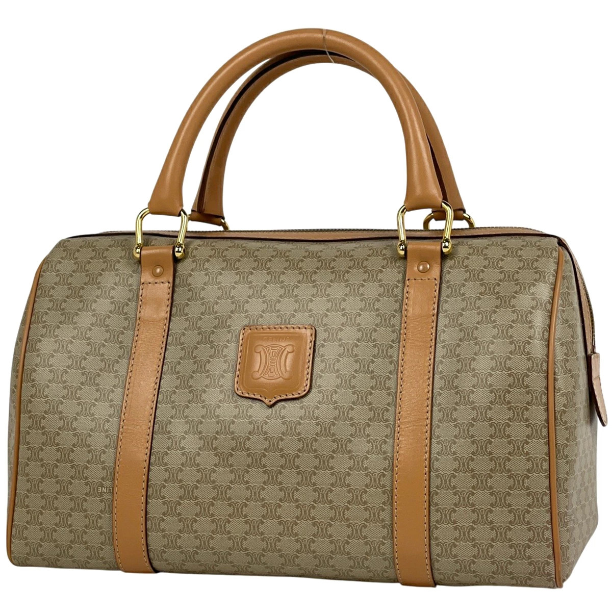 Celine Macadam Pattern Coated Canvas Handbag Beig… - image 1