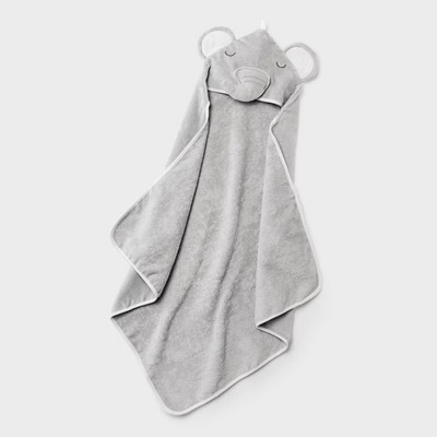 Cloud Island Baby Hooded Towel Gray Elephant 30x30 Cotton Terry Bath Wrap NEW