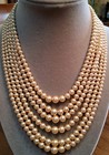 1940's Vintage Art Deco Champagne Ivory 6 Strand Pearl Necklace w/Large Clasp  — photo 3