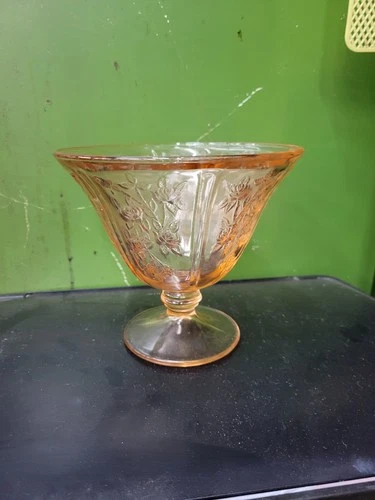 Glass Sharon Pink Depression Glass Candy Jar without Lid