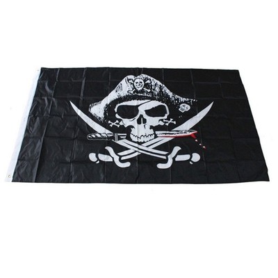 3x5ft Pirate Skull Flag Jolly Roger Black Polyester Jack Banner  