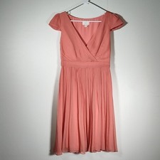 J. Crew Mirabelle silk chiffon short sleeve formal cocktail dress coral pink 4