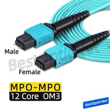 1-50m MPO Male to MPO Female 12 Core OM3 Fibe...