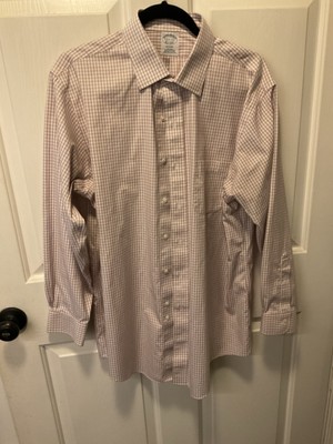 Brooks Brothers Dress Shirt Regent L Sleeve Tiny Red/blue Check On White 16.5-33