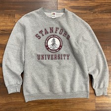 Vintage Stanford University Cardinal Grey College Crewneck Sweatshirt Mens Large