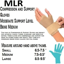 MLR Compression and Support Gloves Moderate Support Level Beige Large