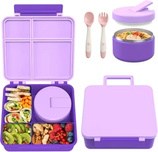 Bento Lunch Box with 8Oz Soup Thermo, Kids Leakproof Lunch Food Containers with 
