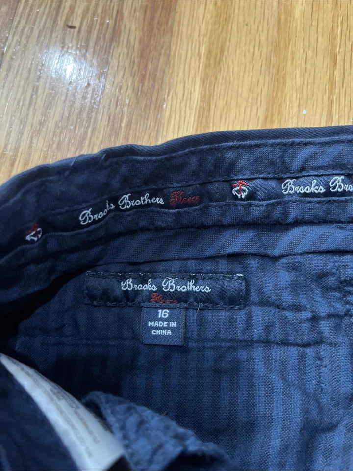 Pantalones cortos chinos Brooks Brothers de lana para niños talla 16 azul marino con estampado total Foto 3 de 3