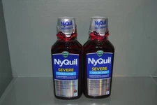 (2) Vicks NyQuil Severe Cold & Flu Nighttime Relief Berry Flavor 12 fl oz 1/26+