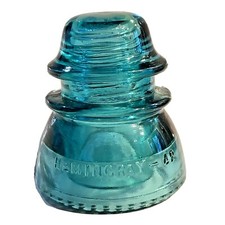 Hemingray 42 Aqua Green Glass Insulator Embossed Beaded Bottom Made In USA