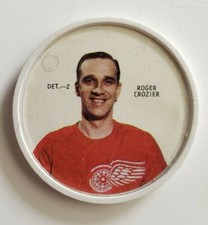 1968 - 1969 ROGER CROZIER SHIRRIFF SALADA NHL HOCKEY COIN DETROIT RED WINGS # 2