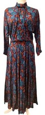 Vtg 80/90s E.D. Michaels Tapestry Floral Basque Elastic Waist Long Dress 11-12