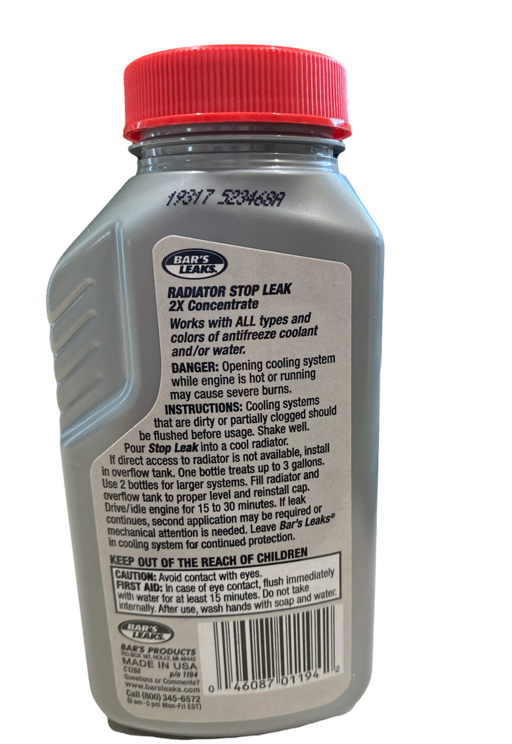 Bar's Leaks 1194 Grey Radiator Stop Leak 6 Oz. 2X Concentrate Sealer