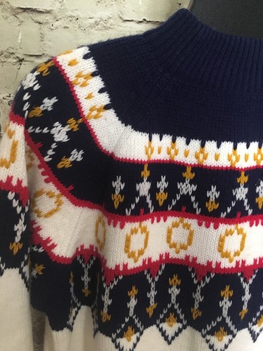 VINTAGE Hipster Tall L Mock Neck Sweater Made In USA 1970s Ski Outdoor EUC - Picture 2 of 8