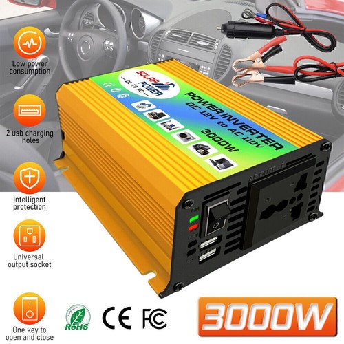 Car Power Inverter 3000W DC 12V to AC 110V Modified Sine Wave Solar Converter D - 第 1/15 張圖片