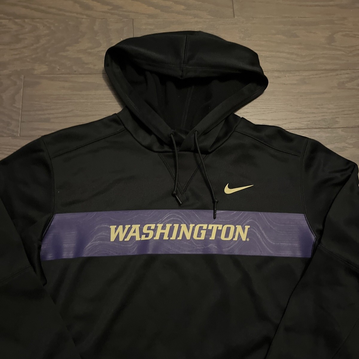 Nike Washington Huskies Sweatshirt Mens Black Gold Swoosh Dri Fit