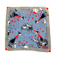 Moschino Cheap and Chic Silk Scarf 65cm Olive Oyl Bulldog Pug Dog NEW Collectors
