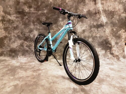 24 Zoll ALU Damen MTB Gefedert mit 21-Gang Shimano NEU 2466-Weiß--Türkis - Bild 1 von 10