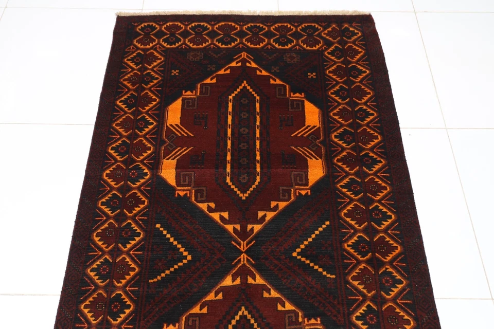 4x10 ft Hallway Tribal Runner Rug 3'8x9'11 Afghan Hand Knotted Wool Bedroom Rug - Image 4 of 4