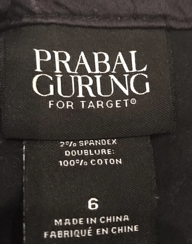 Falda PRABAL GURUNG FOR TARGET talla 6 negra blanca algodón estampado floral línea A  Foto 2 de 2