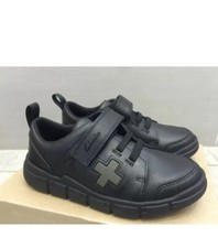 Clarks BOYS BLACK LEATHER ENCODE FLASH SCHOOL SHOES UK 7 G RRP �54 INFANT