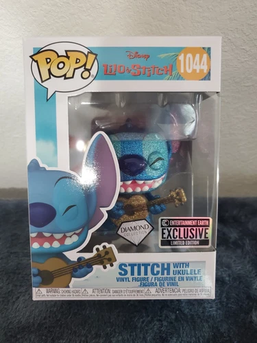 Funko Pop Disney Stitch W/ Ukulele #1044 Glitter Diamond Collection EEE Figure