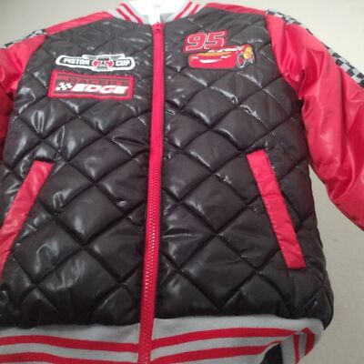 Disney Cars McQueen Bomber Jacket Kids Red Checkered Racer