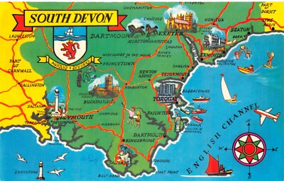 MAP  POSTCARDS  SOUTH DEVON GOOD PLUS  VERY GOOD
