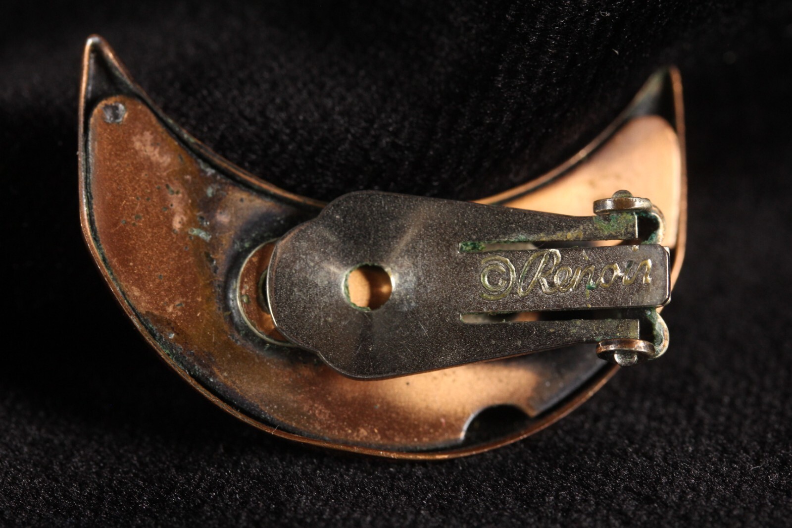 Renoir Signed Solid Copper Earrings Crescent Moon… - image 8