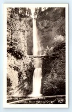 Postcard OR Multnomah Falls Columbia River Highway B&W RPPC C8