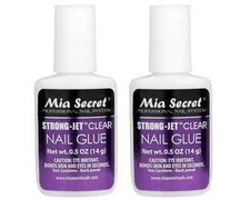 Mia Secret Strong Jet Clear Nail Glue w/Calcium &Vitamin E 0.5 oz (2 Pack)
