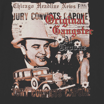 Al Capone Original Gangster Black Graphic Vintage T Shirt Mens