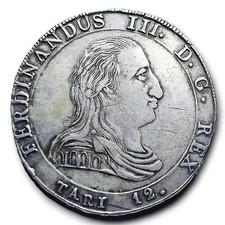 Palermo Regno Sicilia Ferdinando III Borbone bel 12 tarí tari 1810 Raro