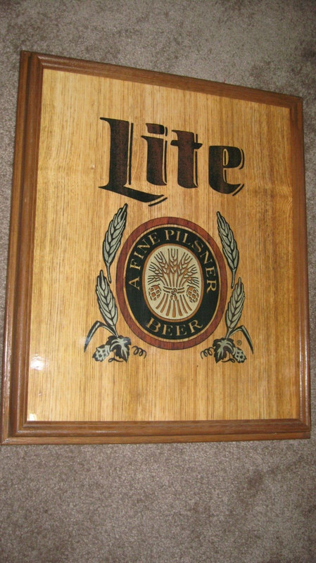 Vintage Miller Lite Wood Marquetry Sign